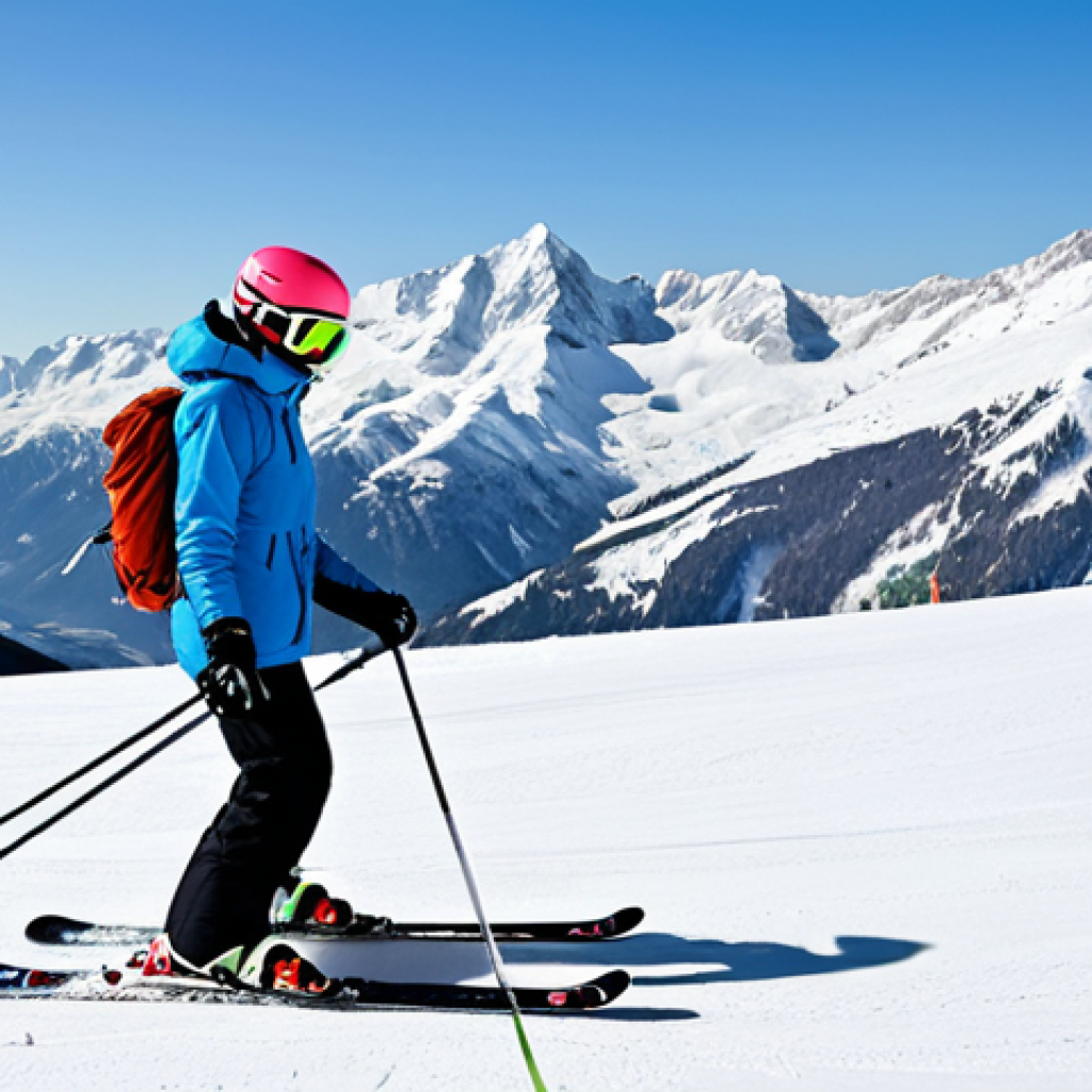 스키 강사의 고객 맞춤형 레슨 설계 - Beginner Skier Practicing Basic Stance**

"A beginner skier on a gentle slope, practicing a basic sk...
