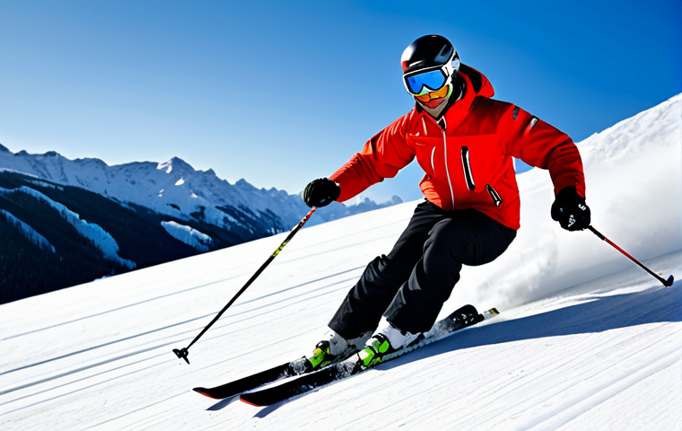 스키 강사의 고객 맞춤형 레슨 설계 - Beginner Skier Practicing Basic Stance**

"A beginner skier on a gentle slope, practicing a basic sk...