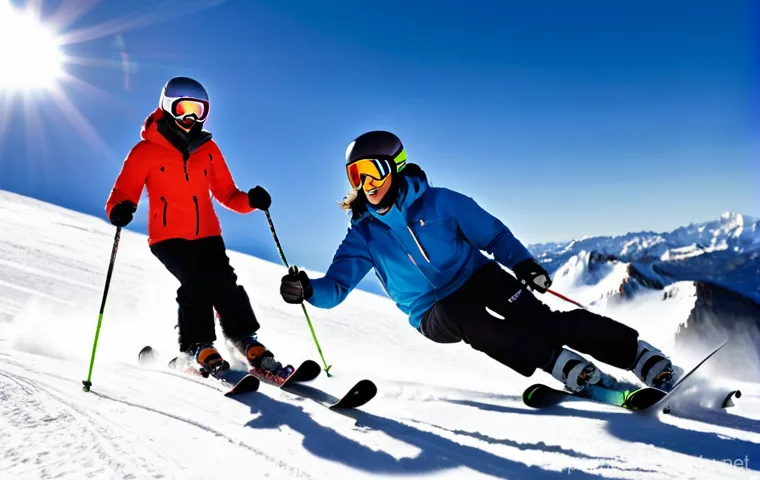 스키 강사의 고객 만족도 관리 사례 - **"Heartfelt Communication and Growth"**
    A dynamic mid-shot capturing a female ski instructor, a...