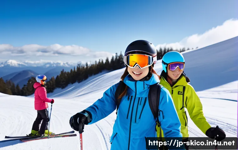 스키 강사의 효과적인 티칭 스타일 - A detailed scene of a Japanese ski instructor giving a lesson to a group of diverse skiers on a snow...