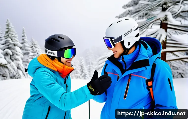 스키 강사의 고객 맞춤형 서비스 개발 - A friendly ski instructor gently guiding a beginner skier on a snowy slope at a Japanese ski resort,...