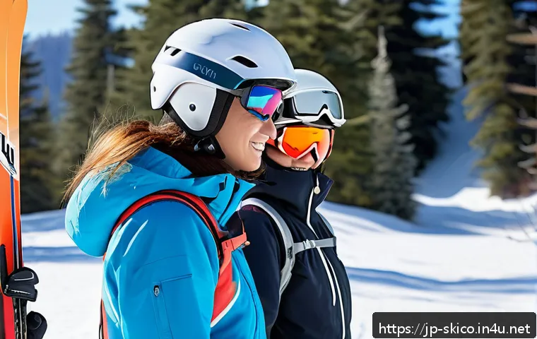 스키 강사의 자기계발 스킬 - A professional ski instructor attentively listening to a student on a snowy mountain slope, practici...