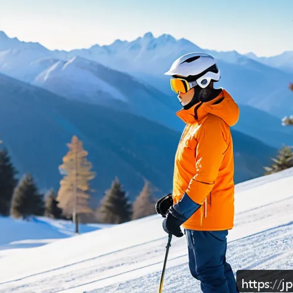 스키 강사의 업무와 취미 병행 사례 - A professional Japanese ski instructor preparing for a day on the snowy mountain slope during early ...