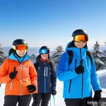 스키 강사의 자격증 취득 플랜 - A professional Japanese ski instructor teaching a diverse group of adult beginners on a snowy mounta...