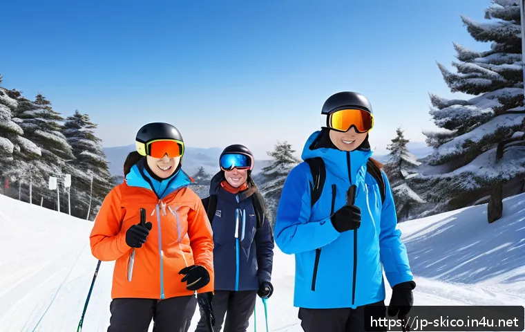 스키 강사의 자격증 취득 플랜 - A professional Japanese ski instructor teaching a diverse group of adult beginners on a snowy mounta...